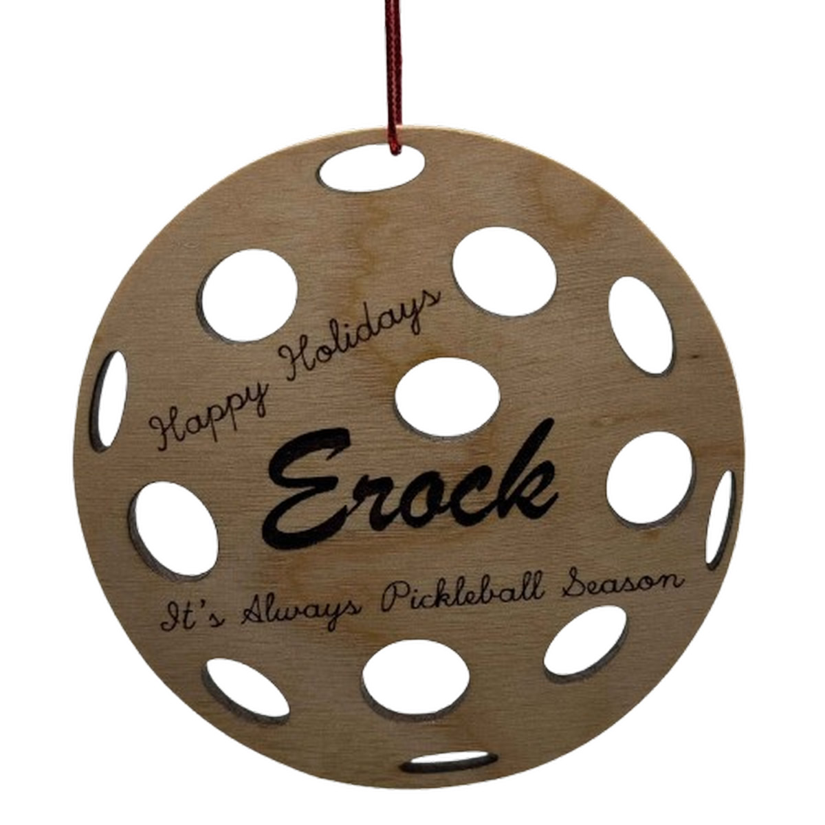Pickleball Wood Ornaments – Custom Set of 2 – Round - Image 3